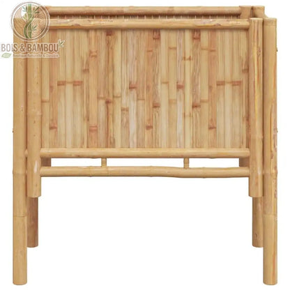 Détail face bac rectangulaire potager surélevé bambou lames naturelles