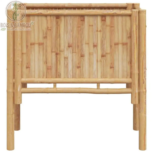 Détail face bac rectangulaire potager surélevé bambou lames naturelles