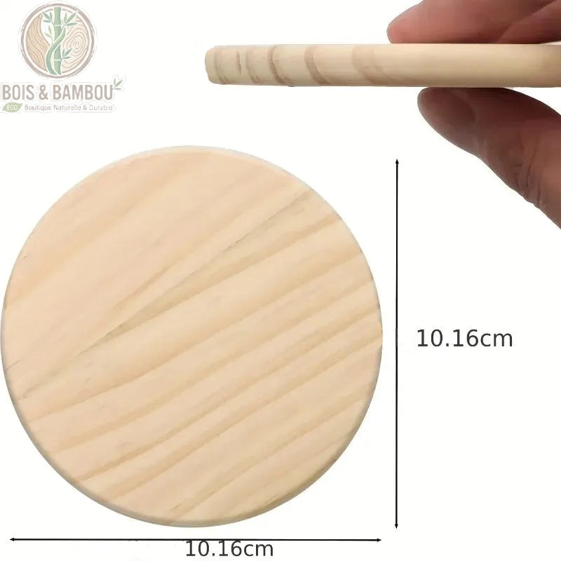 Lot de sous-verres ronds en bois naturel