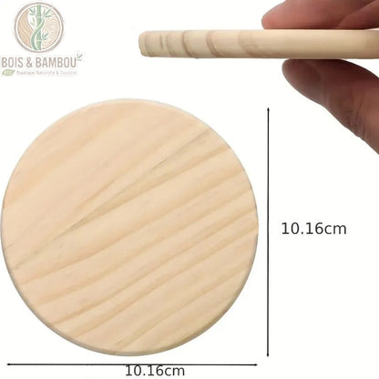 Lot de sous-verres ronds en bois naturel