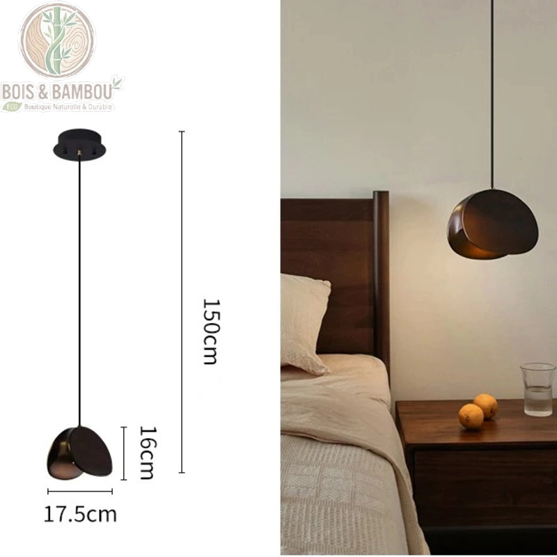Lustre Spring Sprout 1 abat-jour bois sombre chambre tête de lit