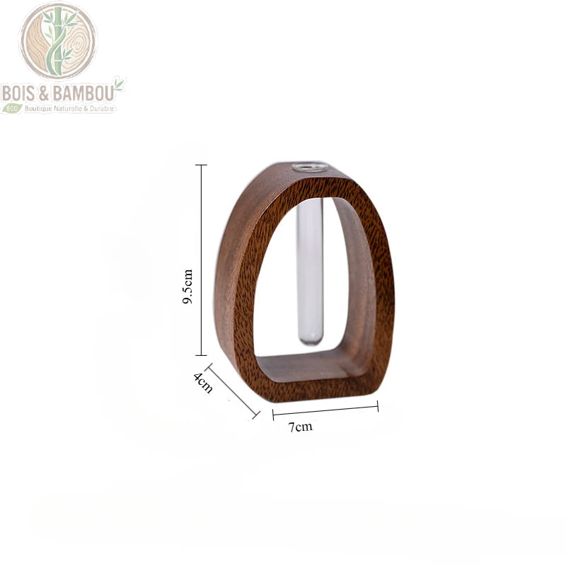 Mini vase en bois massif et verre