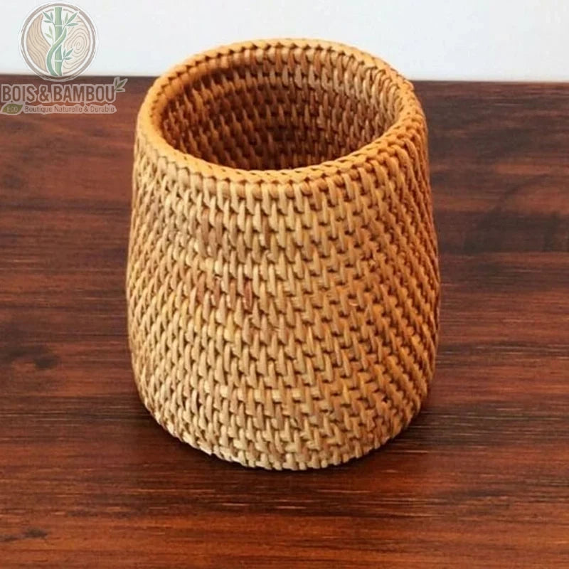 Organisateur rotin tresse fait main modele 1 galbe 9 cm Bois et Bambou Eco