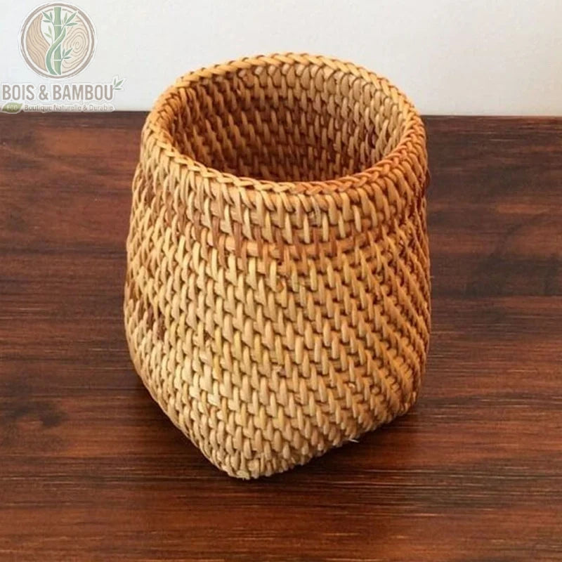 Organisateur rotin tresse fait main modele 2 conique 9 cm Bois et Bambou Eco
