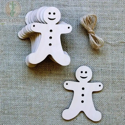 Ornement noël bois gingerbread personnage pain épices souriant boutons