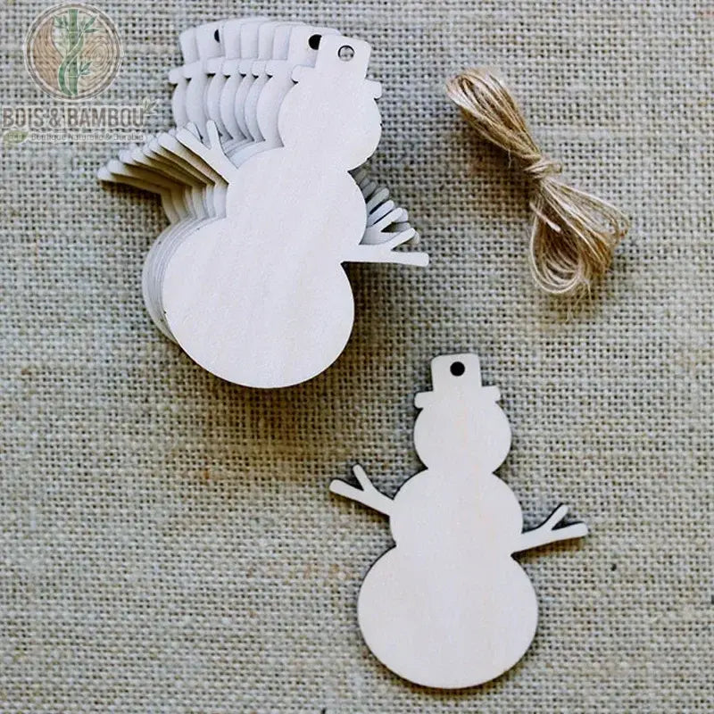 Ornement noël bois bonhomme de neige simple bras brindilles décoration