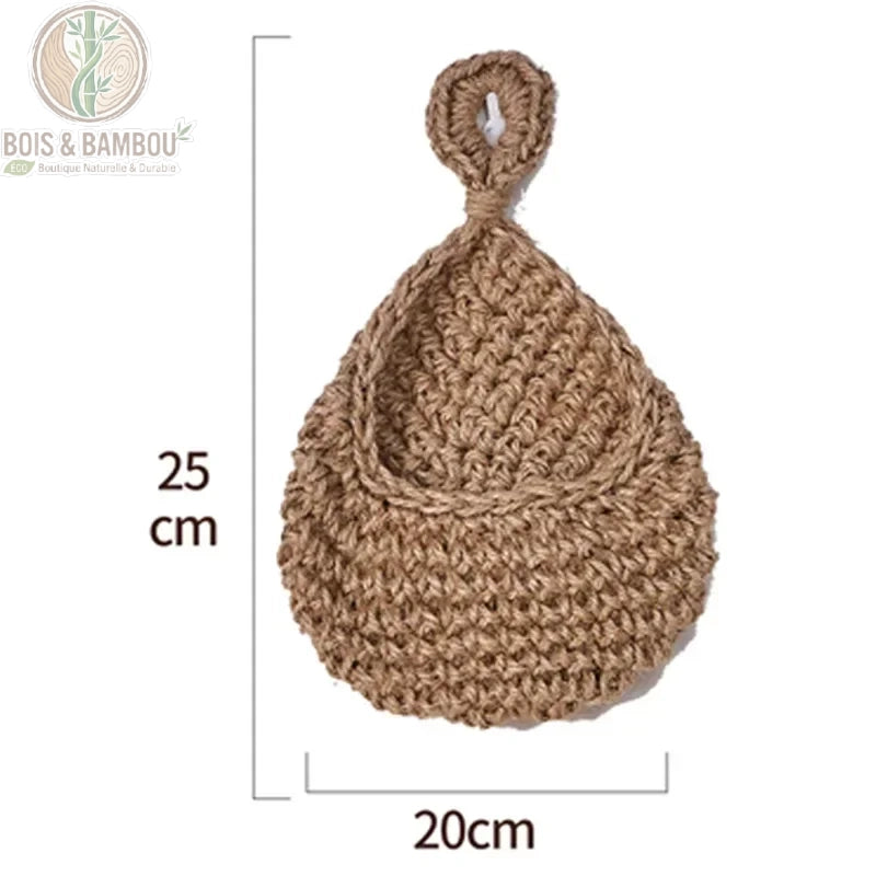 Panier Mural en Osier taille L 25x20 cm osier tisse naturel beige suspension murale BoisetBambouEco