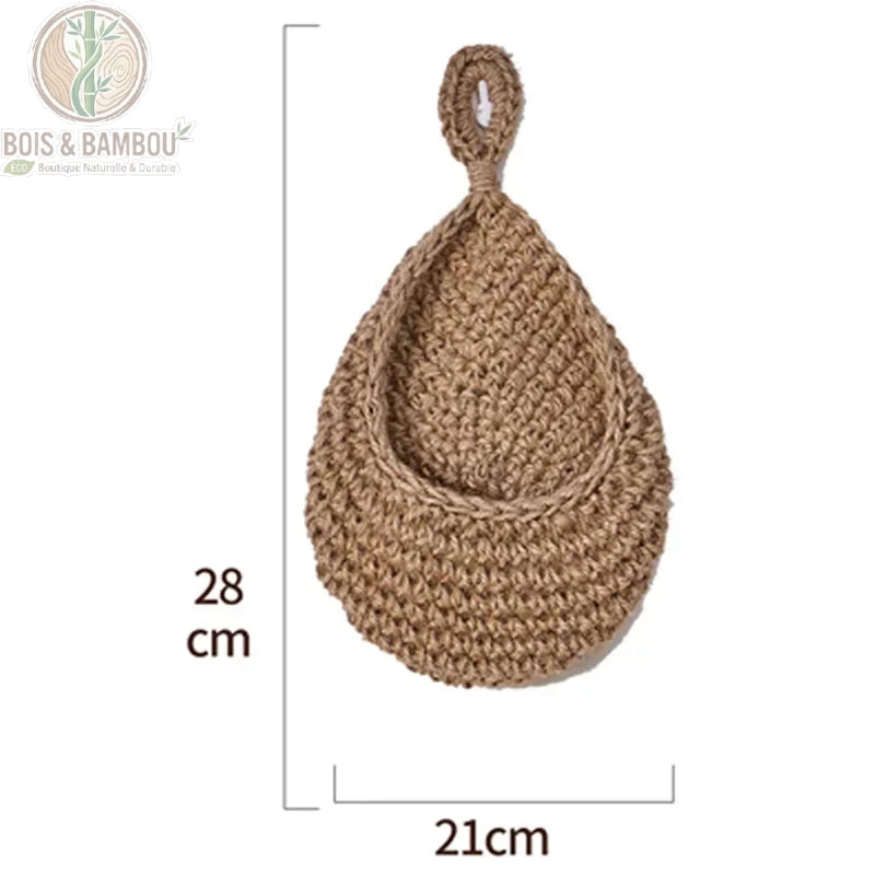 Panier Mural en Osier taille XL 28x21 cm forme goutte osier naturel tisse main suspension murale BoisetBambouEco