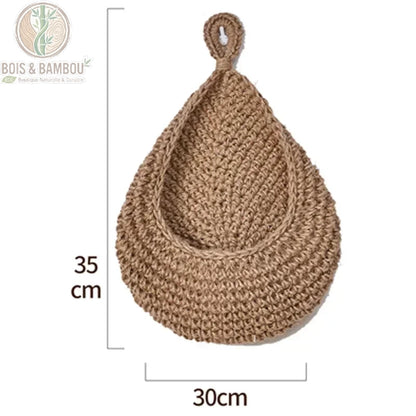 Panier Mural en Osier taille XXXL 35x30 cm grand format rangement fruits legumes suspension murale BoisetBambouEco