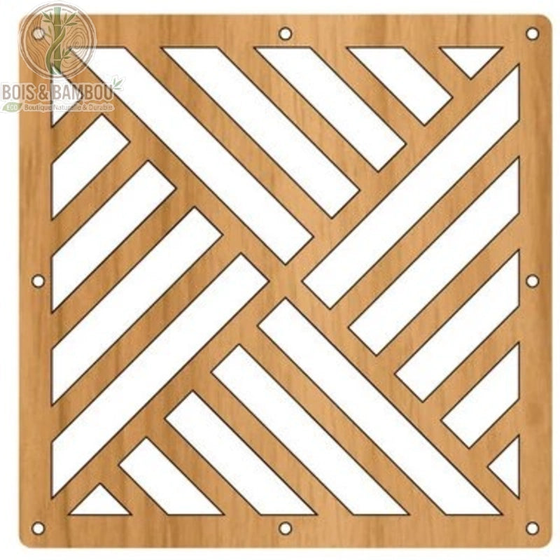 Panneau suspendu ajouré tresses diagonales croisées décoration intérieure bois