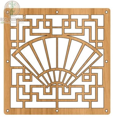 Panneau ajouré éventail chinois grille en T style chinois moderne bois naturel