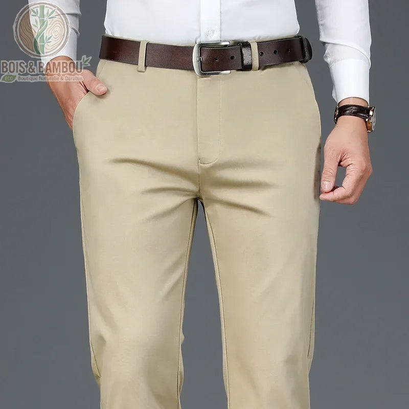 Pantalon bambou homme bureau coloris Beige Regular Fit