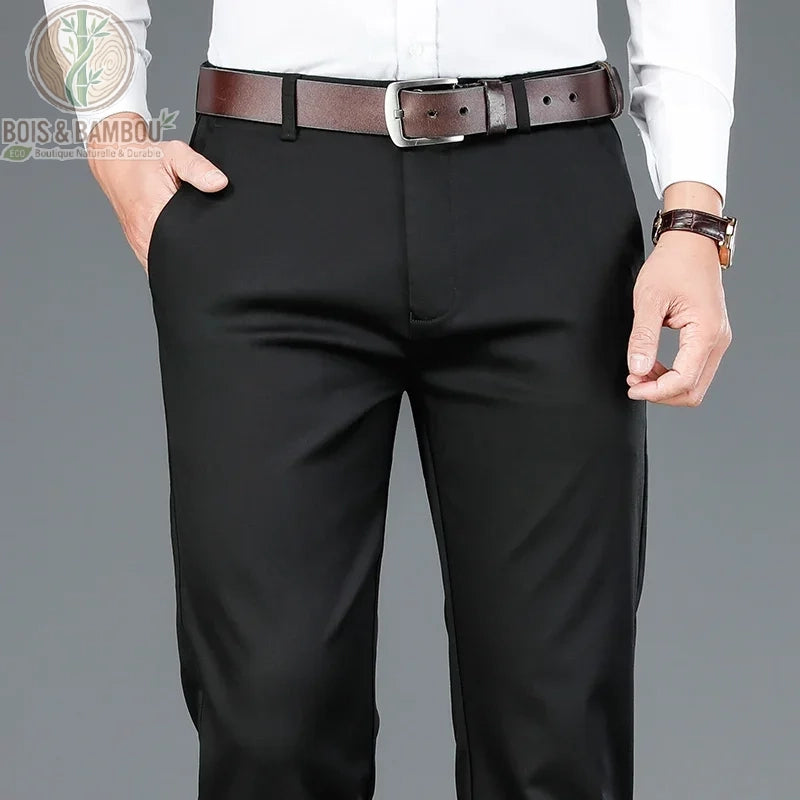Pantalon bambou homme bureau coloris Noir coupe droite