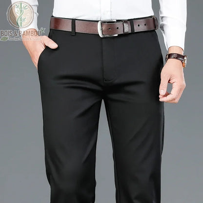Pantalon bambou homme bureau coloris Noir coupe droite