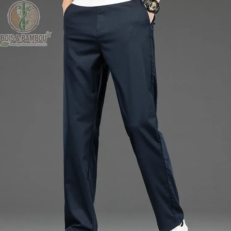 Pantalon bambou homme droit coloris Bleu