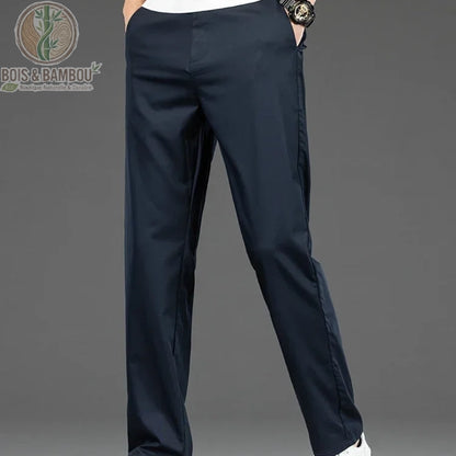 Pantalon bambou homme droit coloris Bleu