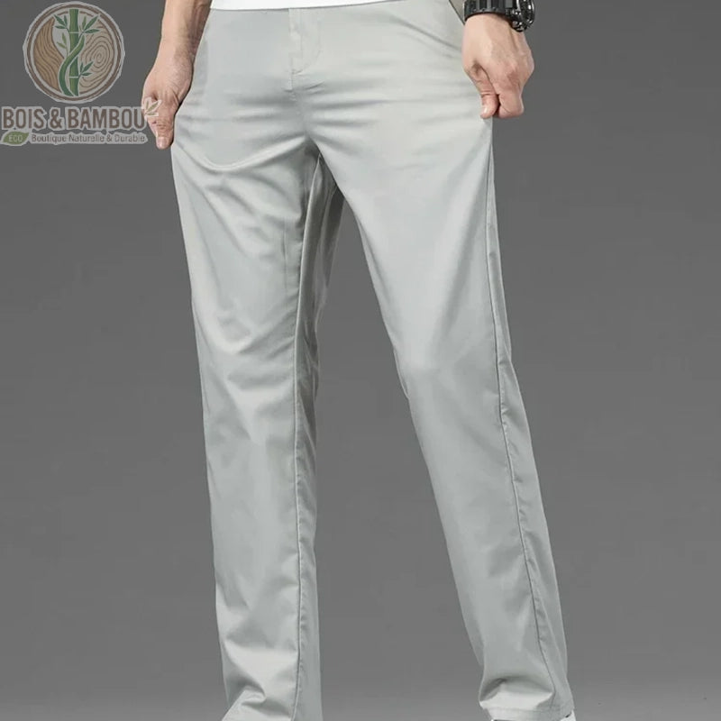 Pantalon bambou homme droit coloris Gris