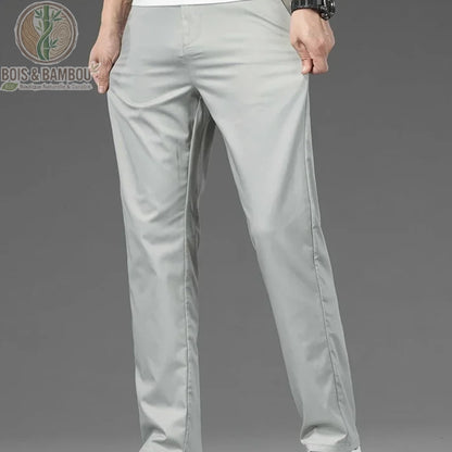 Pantalon bambou homme droit coloris Gris