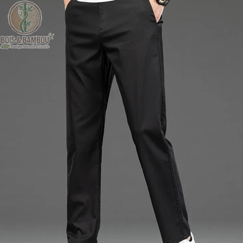 Pantalon bambou homme droit coloris Noir