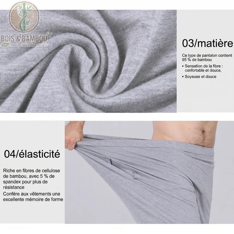 Détail tissu fibre de bambou pantalon jogging homme