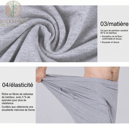 Détail tissu fibre de bambou pantalon jogging homme
