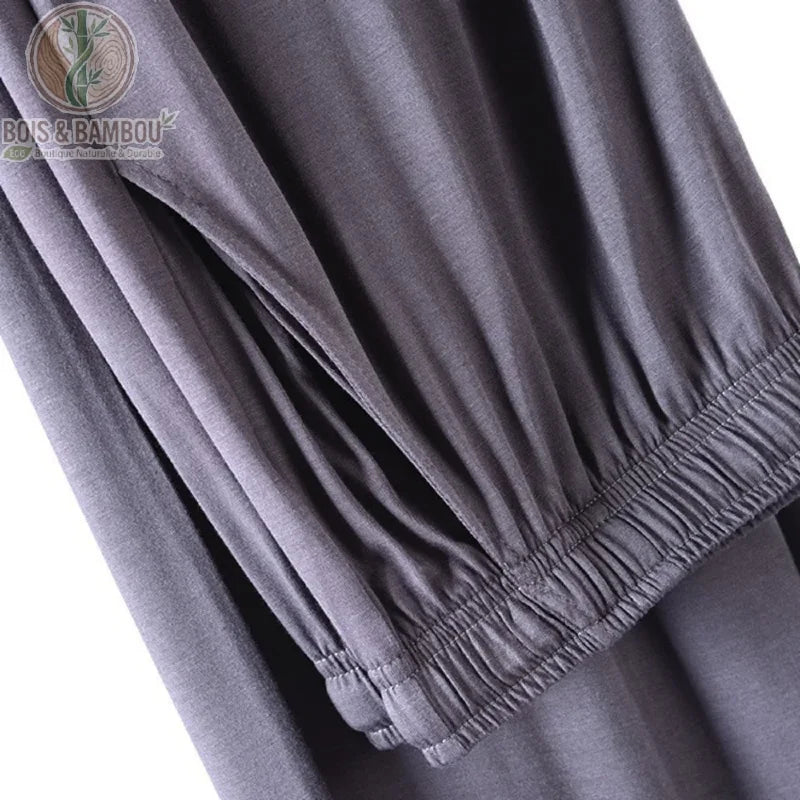 Détail ceinture élastique pantalon détente bambou homme