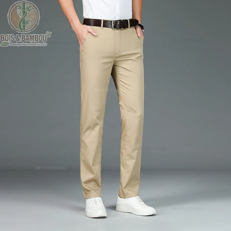 Pantalon bambou homme léger stretch coloris beige