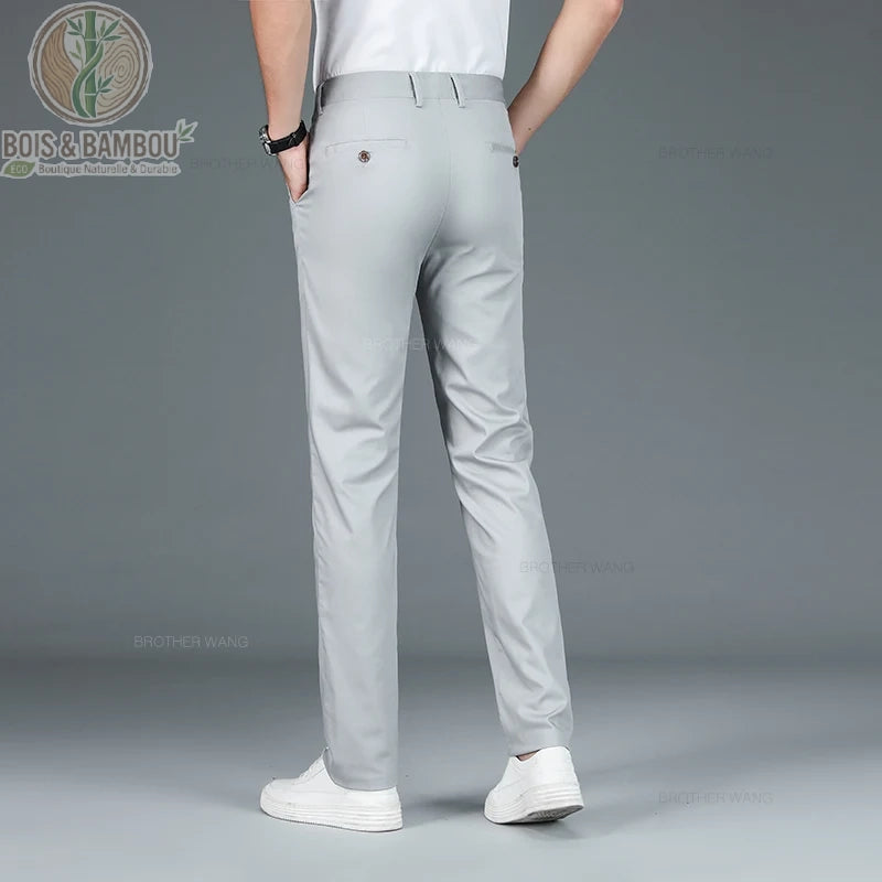 Pantalon bambou homme stretch vue arrière gris