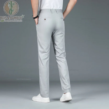 Pantalon bambou homme stretch vue arrière gris