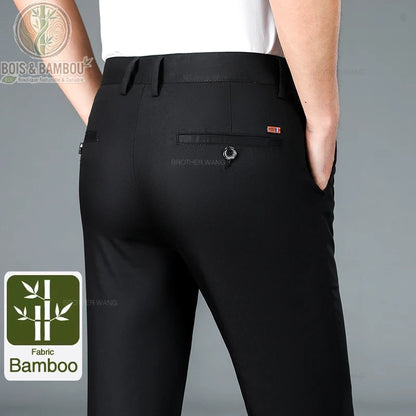 Pantalon bambou homme droit vue arrière noir