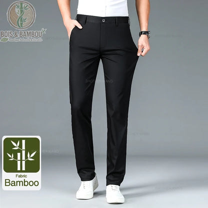 Pantalon bambou homme coupe droite coloris noir