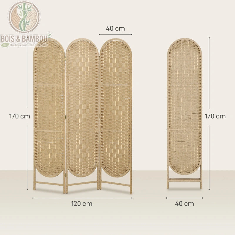 Paravent bohème dimensions 120 et 160 cm largeur 170 cm hauteur 40 cm par panneau