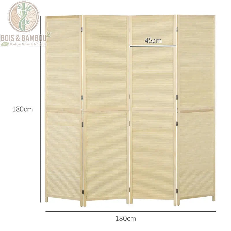 Paravent bambou 4 panneaux dimensions 180 x 180 cm largeur par panneau 45 cm