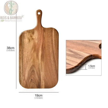 Planche à découper et de service en bois massif avec poignée