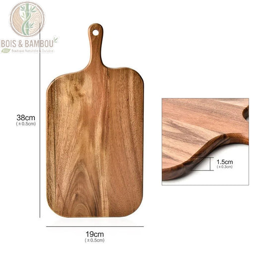 Planche à découper et de service en bois massif avec poignée
