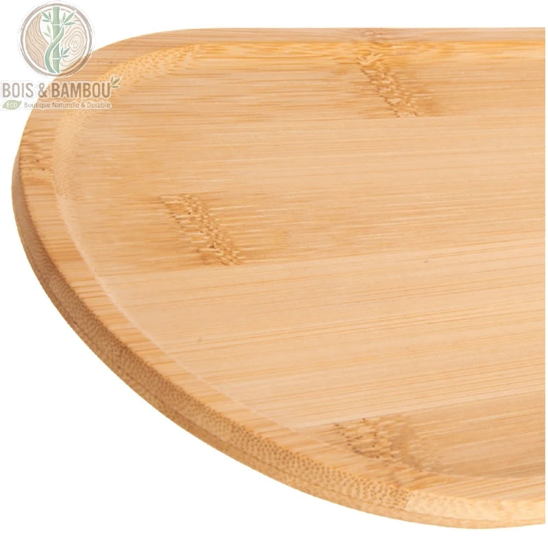 Plateau Ovale en Bambou 28x15 cm epaisseur et bords arrondis profil vue de cote BoisetBambouEco
