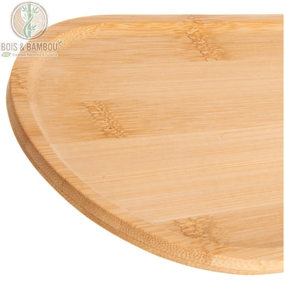 Plateau Ovale en Bambou 28x15 cm epaisseur et bords arrondis profil vue de cote BoisetBambouEco
