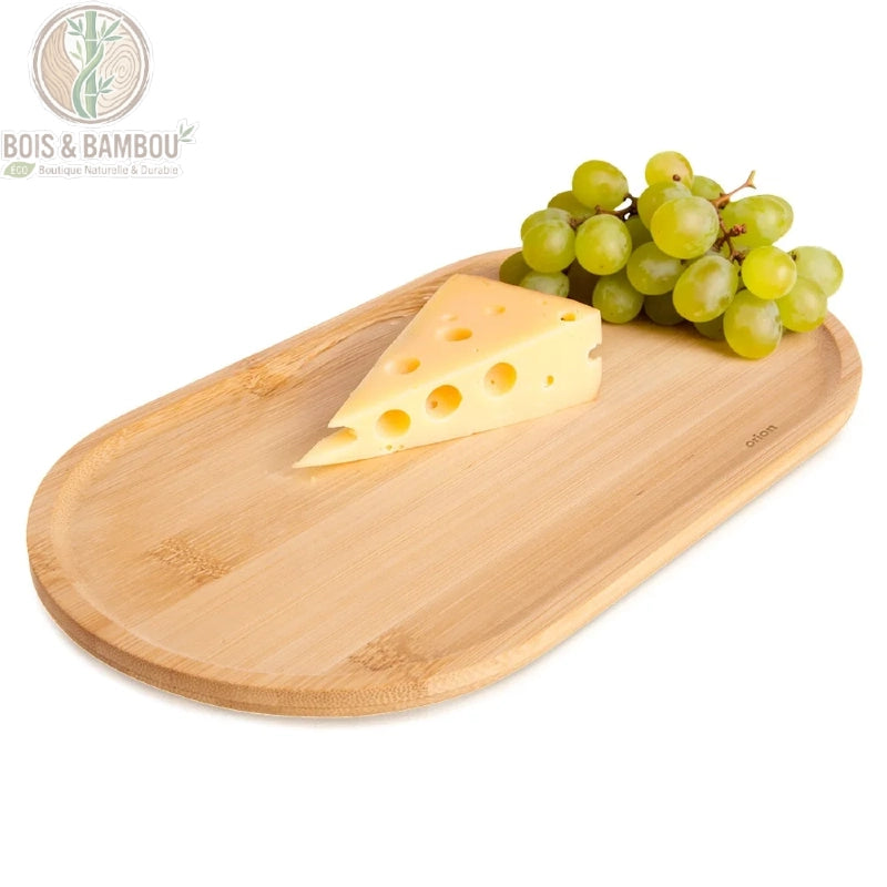 Plateau Ovale en Bambou naturel 28x15 cm presentation aperitif vue angle BoisetBambouEco