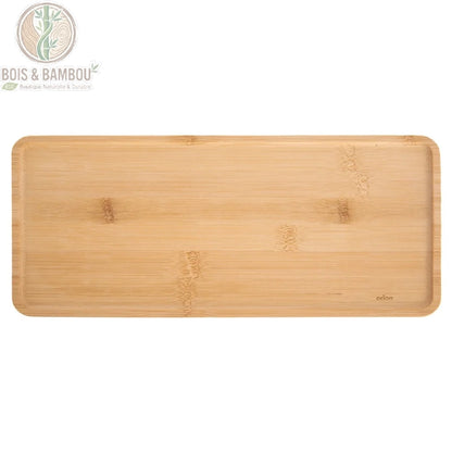 Plateau Rectangulaire en Bambou 35x15 cm seul, bambou massif naturel non traité, fond neutre