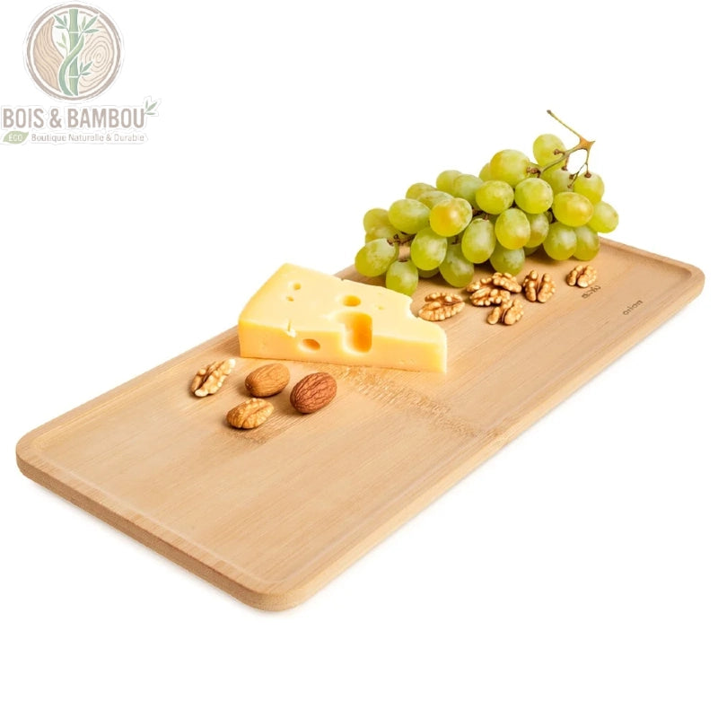 Plateau Rectangulaire en Bambou 35x15 cm, plateau de service pour fromages et snacks, vue dessus