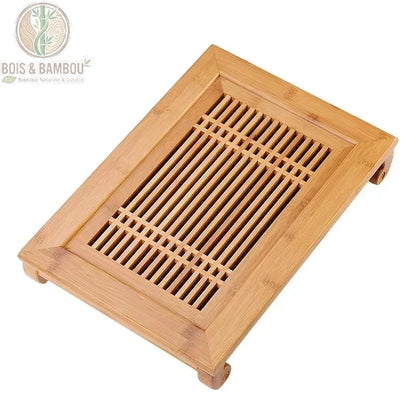 Plateau kung fu cha bambou coloris clair naturel vue dessus zen, Bois et Bambou Eco