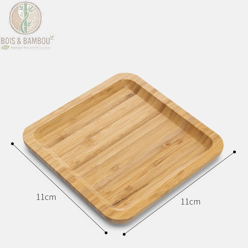 Plateau the bambou format carre 11 cm, mini plateau a the en bambou, Bois et Bambou Eco