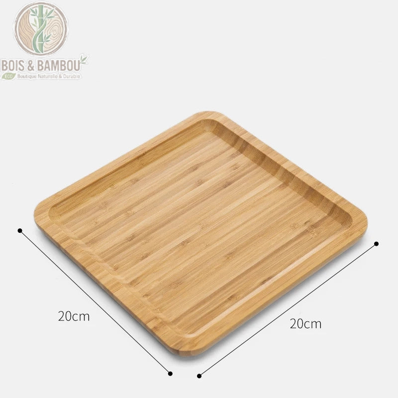 Plateau the bambou format carre 20 cm, petit plateau individuel en bambou naturel, Bois et Bambou Eco