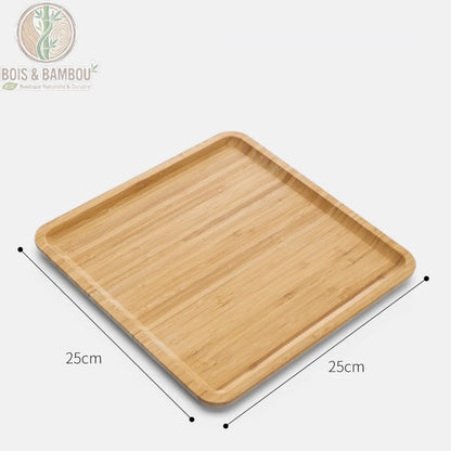Plateau the bambou format carre 25 cm, plateau de service moyen en bambou, Bois et Bambou Eco