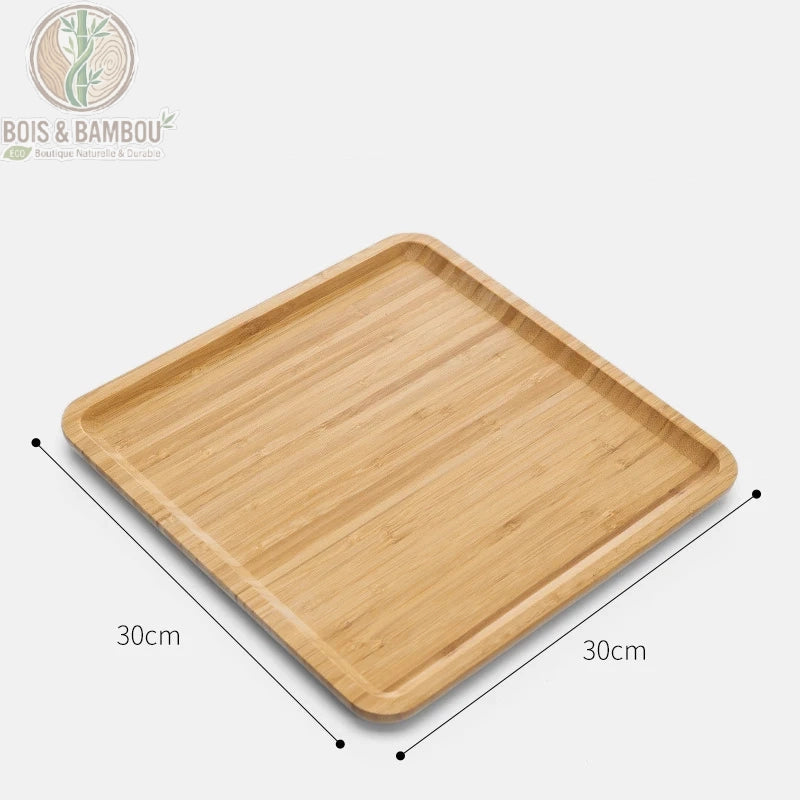 Plateau the bambou format carre 30 cm, grand plateau de service en bambou, Bois et Bambou Eco