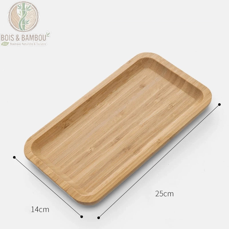 Plateau the bambou rectangulaire 25x14 cm, petit plateau allonge en bambou, Bois et Bambou Eco