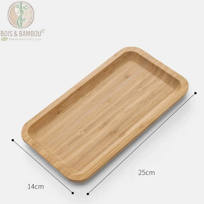 Plateau the bambou rectangulaire 25x14 cm, petit plateau allonge en bambou, Bois et Bambou Eco