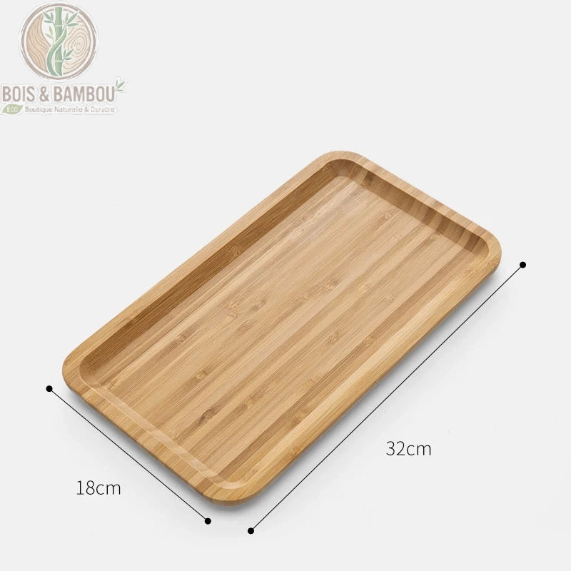 Plateau the bambou rectangulaire 32x18 cm, grand plateau allonge en bambou, Bois et Bambou Eco