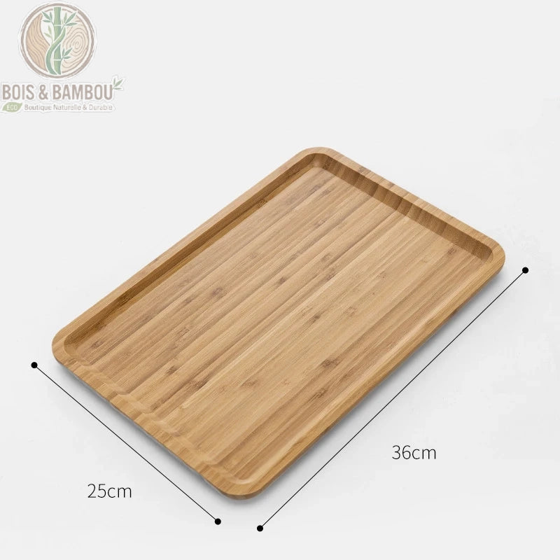 Plateau the bambou rectangulaire 36x25 cm, tres grand plateau familial en bambou, Bois et Bambou Eco