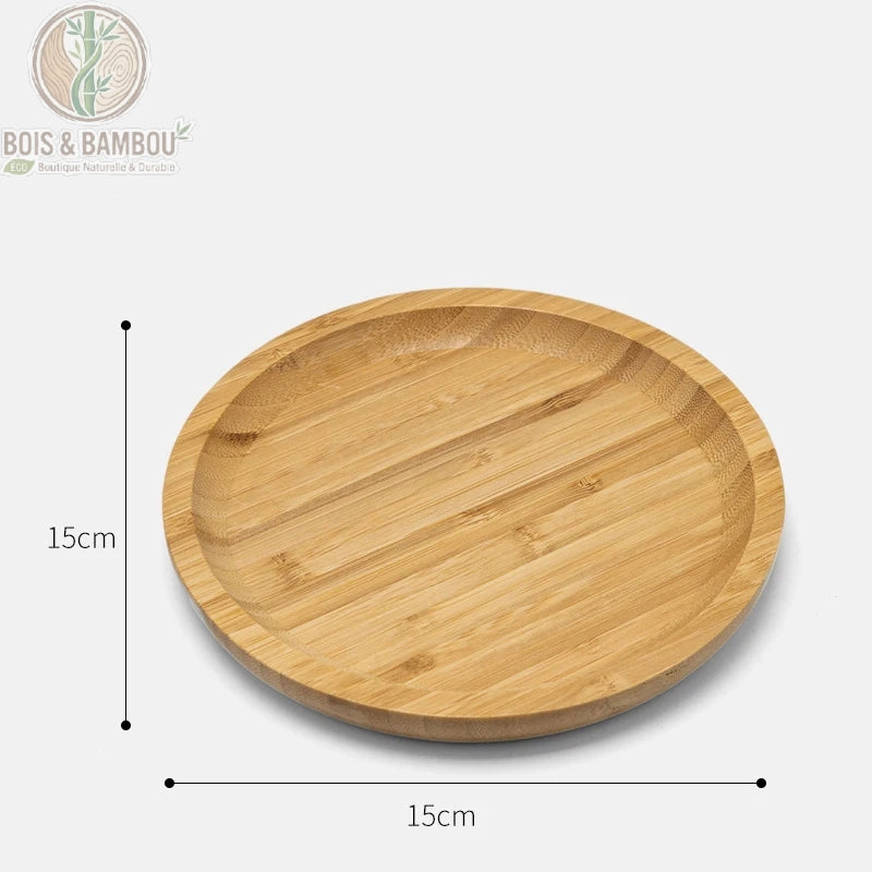Plateau the bambou format rond 15 cm, mini plateau circulaire en bambou, Bois et Bambou Eco